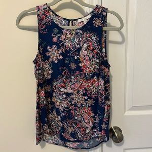 Pale Sky paisley print sleeveless blouse